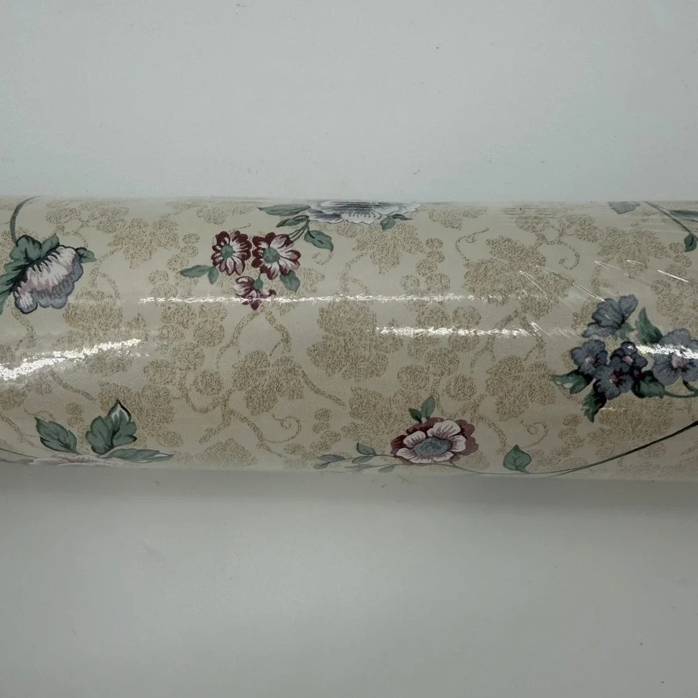 Vintage Sunworthy Floral Vinyl Wallpaper Cream Double Roll 56 sq ft 156131